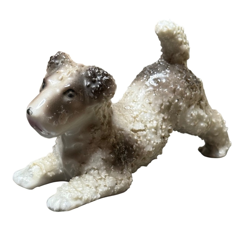 Vintage‎ Ceramic Dog Figurine Japan Playful Puppy Statue Shelf Decor Small